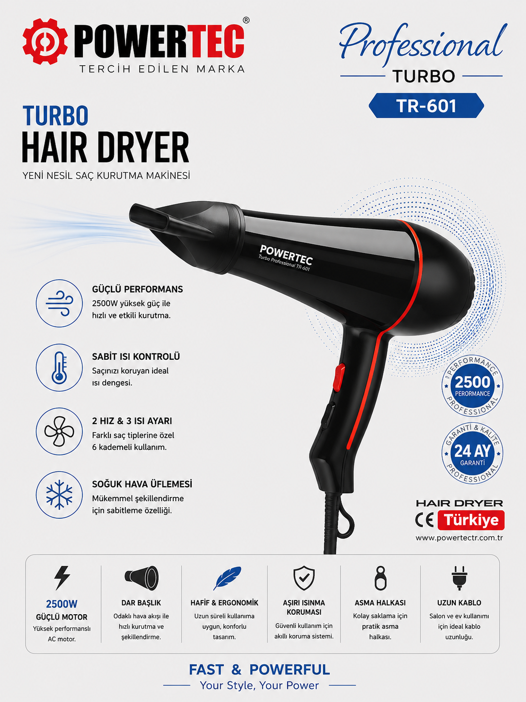 POWERTEC FÖN MAKİNASI TR-601 